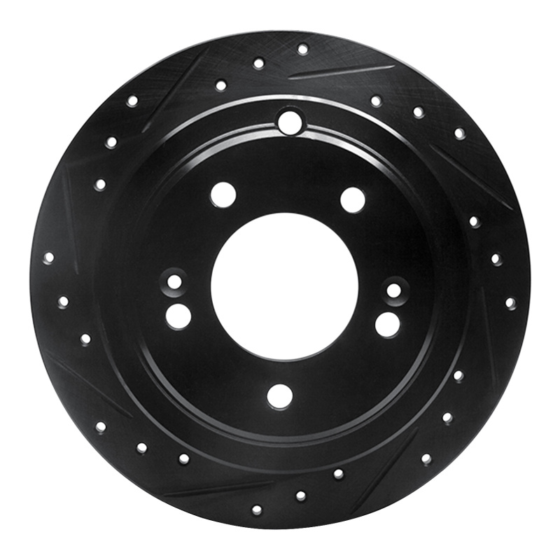 Kia AMANTI Brake Rotor (1) - Rear Left - R1 Concepts - Drilled & Slotted - Black - `04-`06